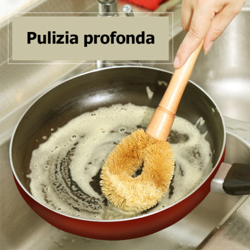 spazzola da cucina in cocco per la pulizia di pentole e delle superfici della cucina