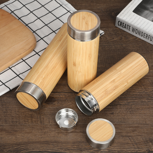 thermos in bamboo e acciaio in diversi formati